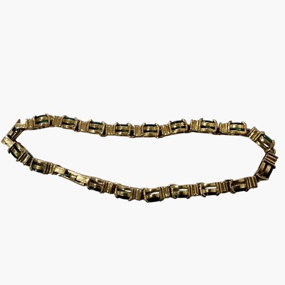 Avon Regency Style Bracelet Adjustable Gold Tone  Green Stones 6 to 7 Inch - Picture 6 of 9